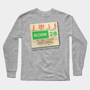 1977 Marquette Ticket Stub Long Sleeve T-Shirt